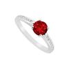 Image 1 : Ruby And Diamond Engagement Ring : 14K White Gold - 0.75 CT TGW