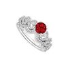 Image 1 : Ruby And Diamond Engagement Ring With Wedding Band Set : 14K White Gold - 0.75 CT TGW