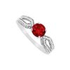 Image 1 : Ruby And Diamond Engagement Ring : 14K White Gold - 0.75 CT TGW