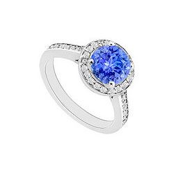 Tanzanite And Diamond Engagement Ring 14K White Gold  0.80 CT TGW