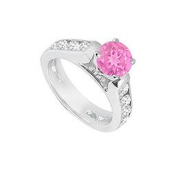 Pink Sapphire And Diamond Engagement Ring 14K White Gold  1.10 CT TGW