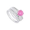 Pink Sapphire & Diamond Engagement Ring With Wedding Band Sets 14K White Gold  1.15 CT TGW