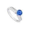 Sapphire And Diamond Engagement Ring 14K White Gold  0.80 CT TGW