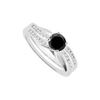 Black & White Diamond Engagement Ring With Wedding Band Sets 14K White Gold  1.00 CT TDW