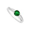 Emerald And Diamond Engagement Ring 14K White Gold  0.75 CT TGW