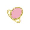 Image 1 : .925 Sterling Silver Overlay 18K Yellow Gold Ring With Pink Chalcedony And Cubic Zirconia 15.08