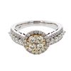 Image 1 : Round White & Yellow Diamond Cluster Ring In 14K Two Tone Gold | 426972