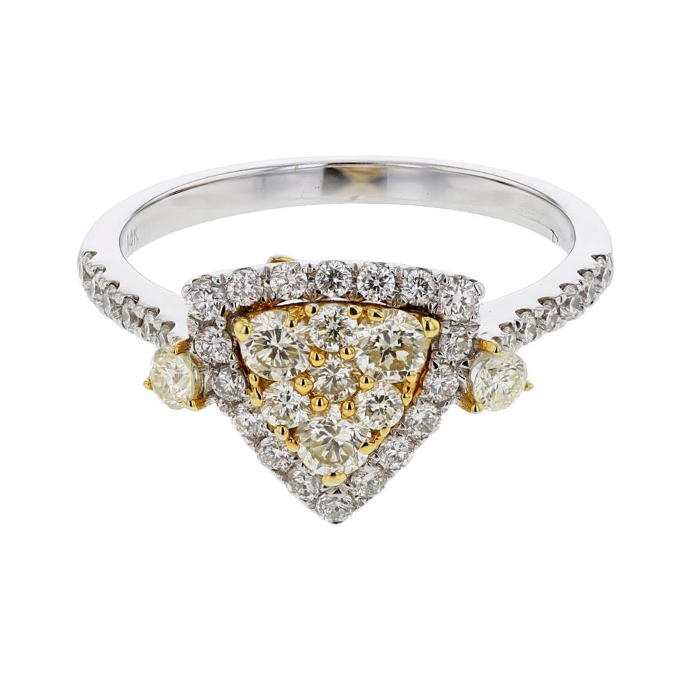Trillian Rings Round-Cut Trillian Cluster Diamond Ring In 14K White And Yellow Gold ...