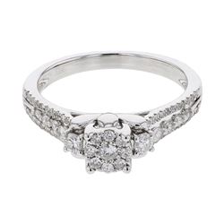 Genuine Diamond Cluster Ring In 14K White Gold|438723