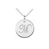 Image 1 : 14K White Gold Plain Letter M Script Disc Initial Pendant