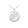 Image 1 : 14K White Gold Plain Letter P Script Disc Initial Pendant