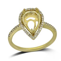 Pear Shape Cut Diamond Semi-Mount Engagement Ring In 14K Yellow Gold|439894