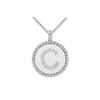 Image 1 : Diamond Initial C Disc Pendant : 14K White Gold - 0.55 CT TGW