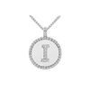 Image 1 : Diamond Initial I Disc Pendant : 14K White Gold - 0.50 CT TGW