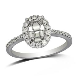 Oval Cut Diamond Semi-Mount Engagement Ring In 14K White Gold|439698