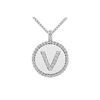 Image 1 : Diamond Initial V Disc Pendant : 14K White Gold - 0.50 CT TGW