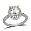 Image 1 : Oval Cut Diamond Semi-Mount Engagement Ring In 14K White Gold|439768