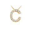 Image 1 : Classic C Initial Diamond Pendant : 14K Yellow Gold - 0.15 CT Diamonds