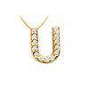 Image 1 : Classic U Initial Diamond Pendant : 14K Yellow Gold - 0.15 CT Diamonds
