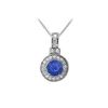 Sapphire And Diamond Pendant : 14K White Gold - 1.50 CT TGW