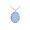 Sterling Silver Aqua Chalcedony And Cubic Zirconia Pendant 16.00 CT TGW