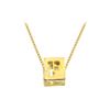 Image 1 : 14K Yellow  Alphabet  "F"  Semi-Polished Block Initial Chain Slide Pendant With Outside Diameter