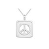 Image 1 : Sterling Silver Rectangle Shaped Peace Sign Pendant