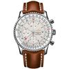 Image 1 : Breitling  Navitimer World Silver Dial Brown Strap  Men Watch