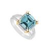 Aquamarine Ring : Two Tone (Sterling Silver & 14K Yellow Gold) - 6.00 CT TGW