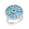 Image 1 : Round Turquoise Inlay Prong-Set Diamond Ring In 14K White Gold | 339600