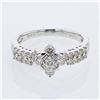 Image 1 : Round Stone Prong-Set Cross Diamond Ring In 14K White Gold | 227956