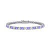 Image 1 : Sterling Silver Round Created Tanzanite And Cubic Zirconia Tennis Bracelet 2.00 CT TGW
