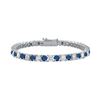 Image 1 : Sterling Silver Round Diffuse Sapphire And Cubic Zirconia Tennis Bracelet 7.00 CT TGW