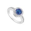 Image 1 : Sterling Silver Diffuse Sapphire And Cubic Zirconia Engagement Ring 0.75 CT TGW