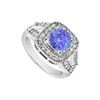 Image 1 : Sterling Silver Created Tanzanite And Cubic Zirconia Engagement Ring 1.25 CT TGW