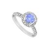 Image 1 : Sterling Silver Created Tanzanite And Cubic Zirconia Engagement Ring 1.25 CT TGW