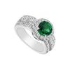 Image 1 : Frosted Emerald And Cubic Zirconia Ring : 10K White Gold - 3.00 CT TGW