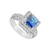 Image 1 : Diffuse Sapphire And Cubic Zirconia Ring : 10K White Gold - 2.00 CT TGW
