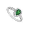 Image 1 : Frosted Emerald And Cubic Zirconia Ring : 10K White Gold - 1.33 CT TGW