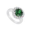 Image 1 : Frosted Emerald And Cubic Zirconia Ring : 10K White Gold - 3.00 CT TGW