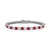 Image 1 : 18K White Gold : Princess Cut Ruby & Diamond Tennis Bracelet 4.00 CT TGW