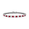 Image 1 : 18K White Gold : Princess Cut Ruby & Diamond Tennis Bracelet 4.00 CT TGW