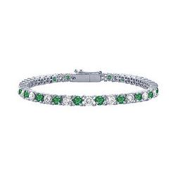 Emerald And Diamond Tennis Bracelet : Platinum - 4.00 CT TGW
