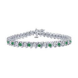 Emerald And Diamond Tennis Bracelet : Platinum - 1.00 CT TGW