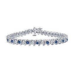 Sapphire And Diamond Tennis Bracelet : Platinum - 3.00 CT TGW