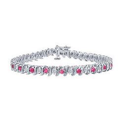 Pink Sapphire And Diamond S Tennis Bracelet : Platinum – 5.00 CT TGW