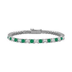 Emerald & Diamond Princess Cut Platinum Tennis Bracelet 3.00 CT TGW
