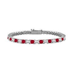 Ruby & Diamond Princess Cut Platinum Tennis Bracelet 3.00 CT TGW