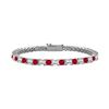 Image 1 : Ruby & Diamond Princess Cut Platinum Tennis Bracelet 3.00 CT TGW