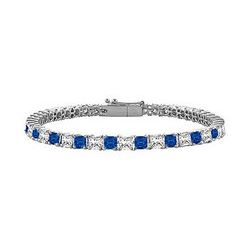 Blue Sapphire & Diamond Princess Cut Platinum Tennis Bracelet 4.00 CT TGW